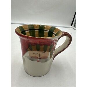 VIETRI Old St Nick Holly & Twigs Hat Mug Santa Coffee Ceramic Italy Christmas